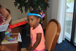 Naomi getting ready to play Bandz.