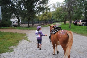 Lili and Cooper on their way back to the barn with her 3rd place ribbon and a package of finger paints.  She was thrilled!!