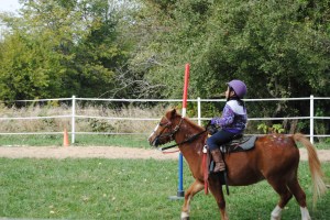 Riding Cooper down to the end of the poles.