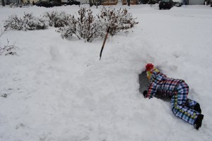 Digging out the snow tunnel