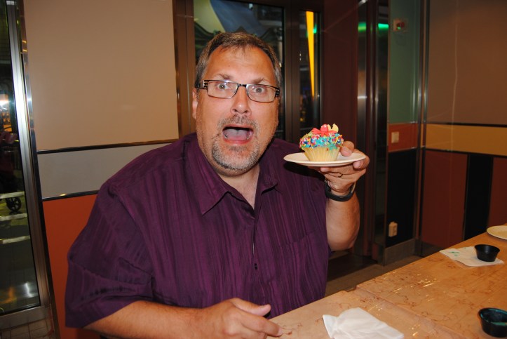 Hubby was imitating the way his octopus looked on his cupcake.